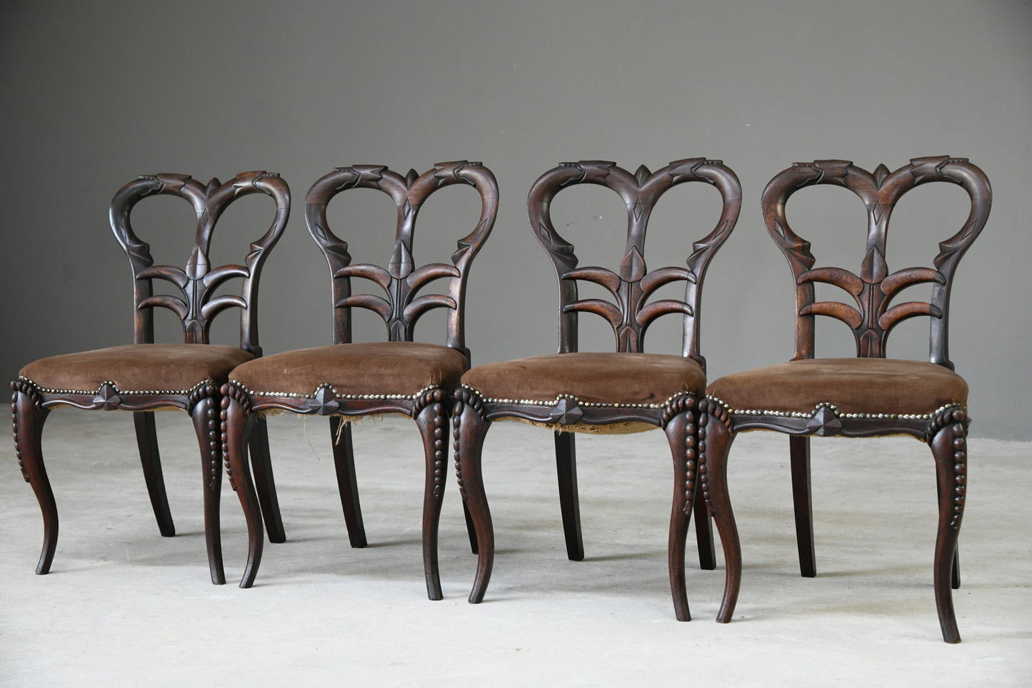 Richard Charles 4 Victorian Rosewood Dining Chairs