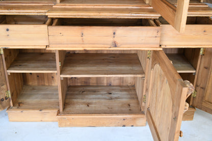 Victorian Style Large Pine Glazed Breakfront Bookcase