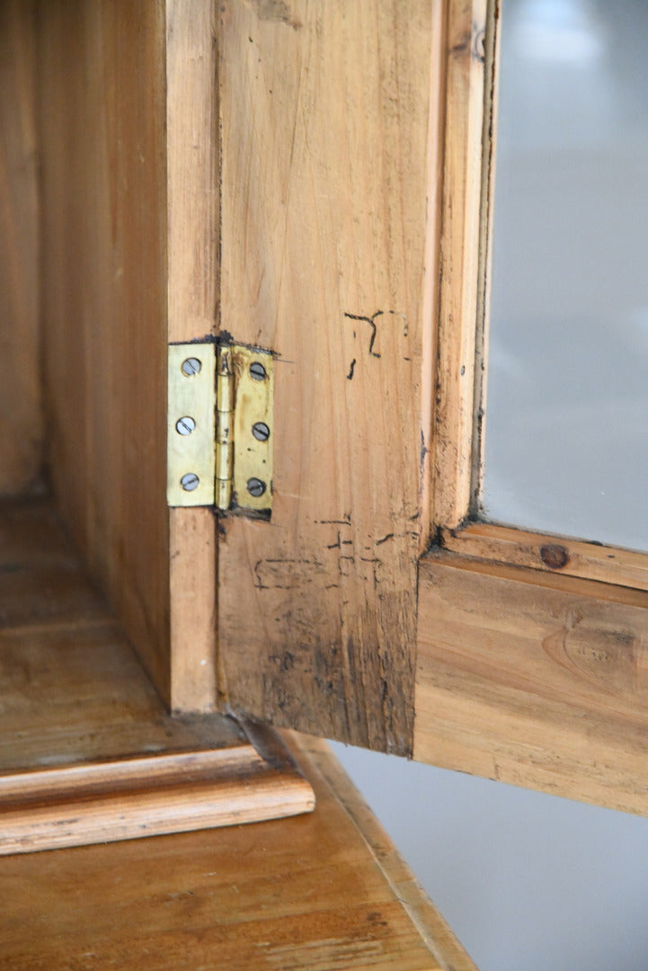 Victorian Style Large Pine Glazed Breakfront Bookcase