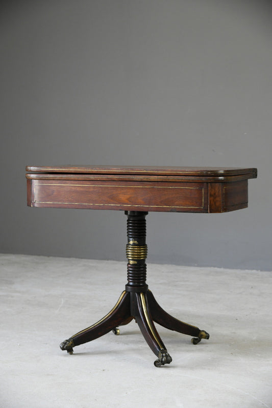 Antique Mahogany & Brass Tea Table