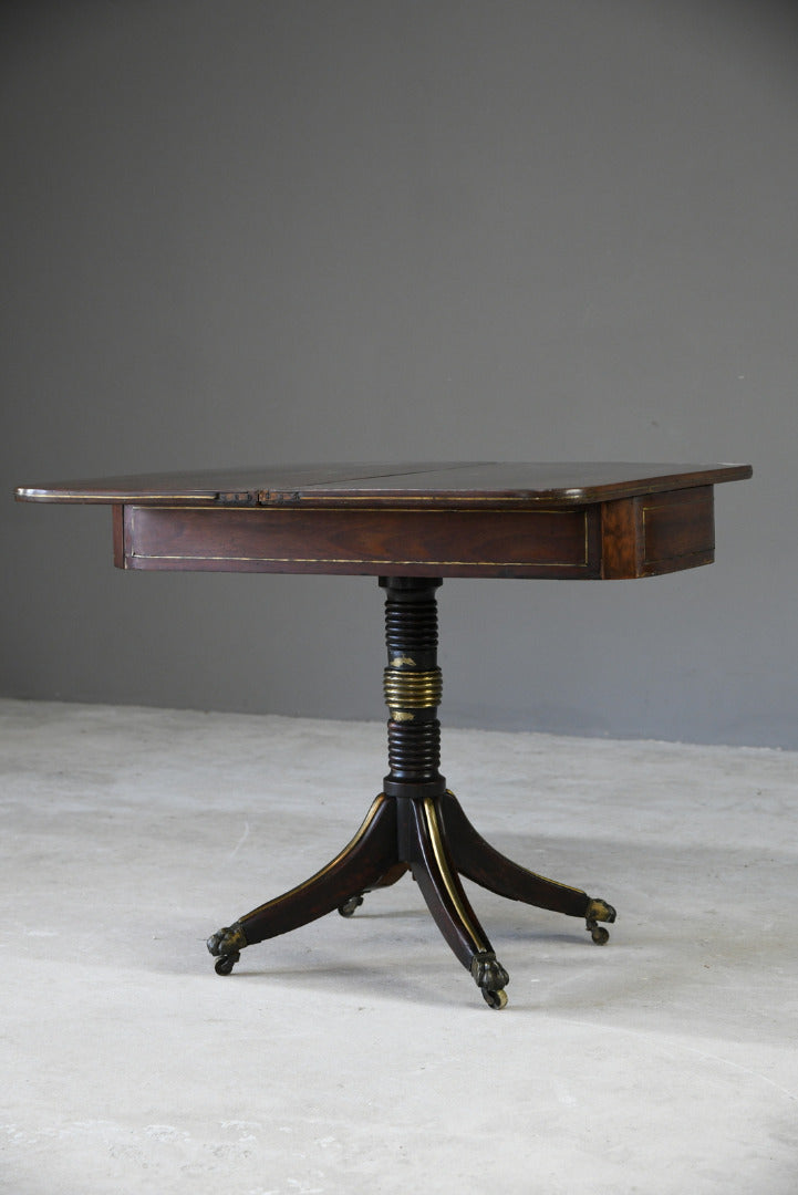 Antique Mahogany & Brass Tea Table