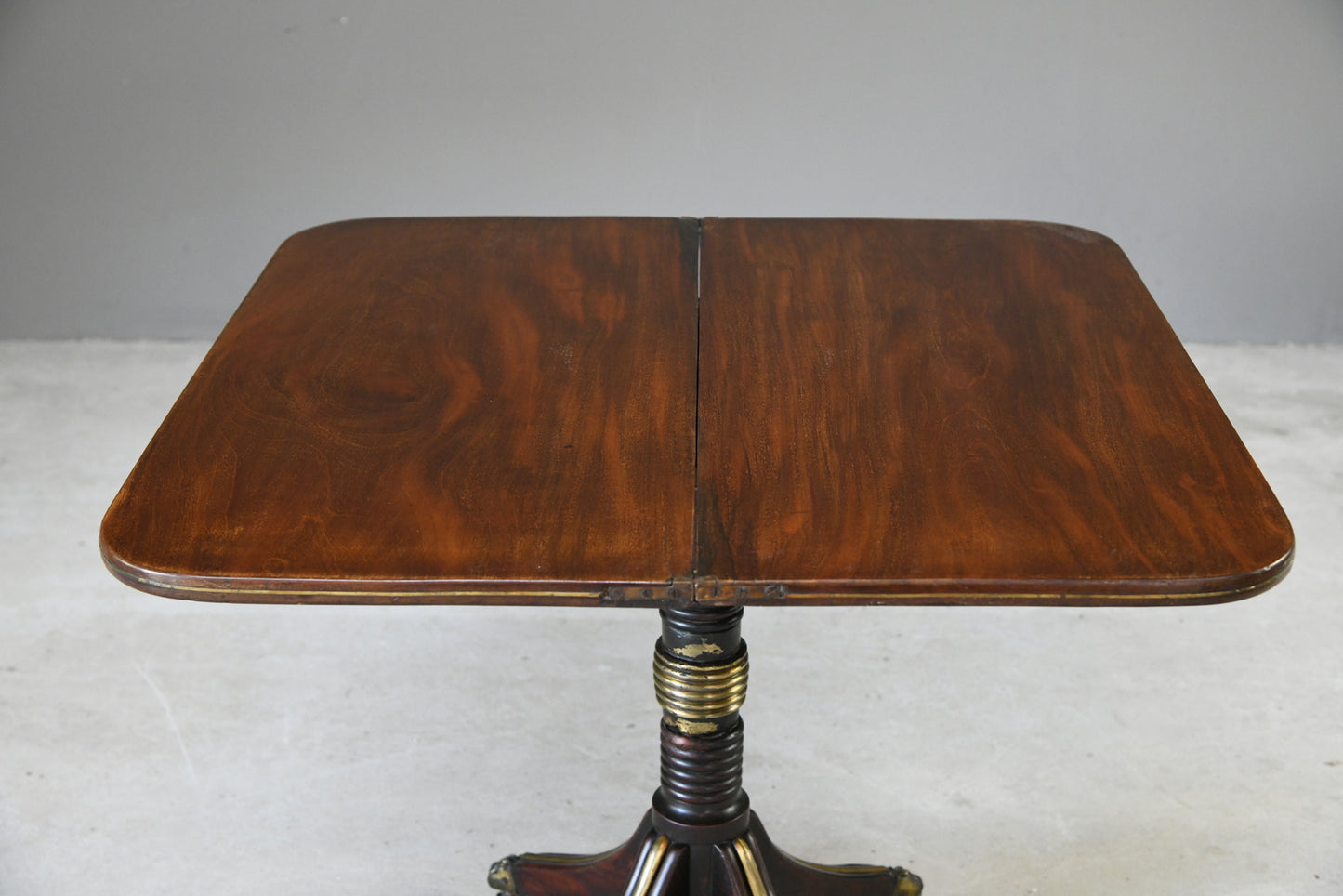 Antique Mahogany & Brass Tea Table
