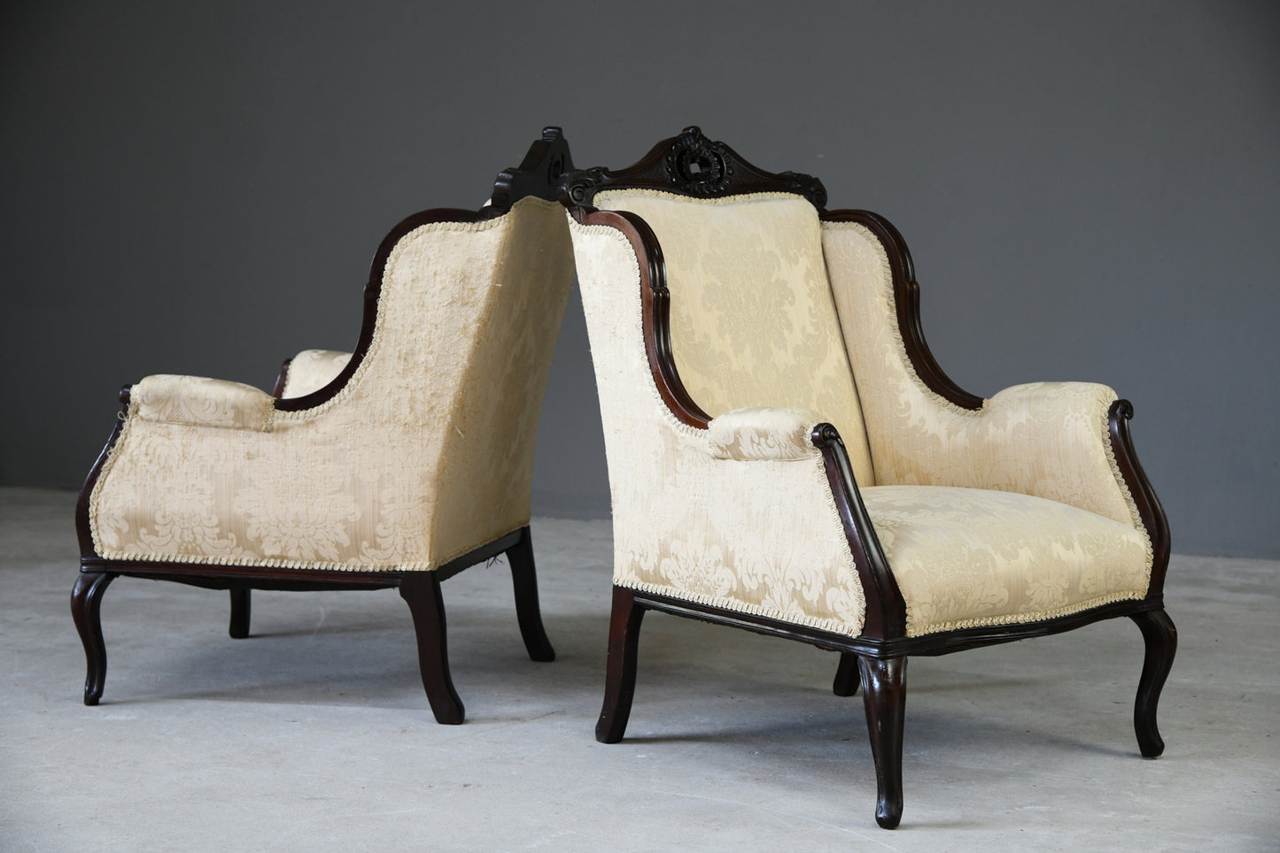 Pair Edwardian Upholstered Armchairs