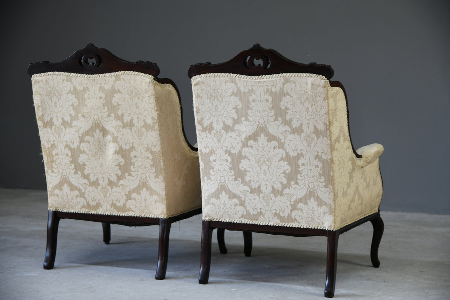 Pair Edwardian Upholstered Armchairs