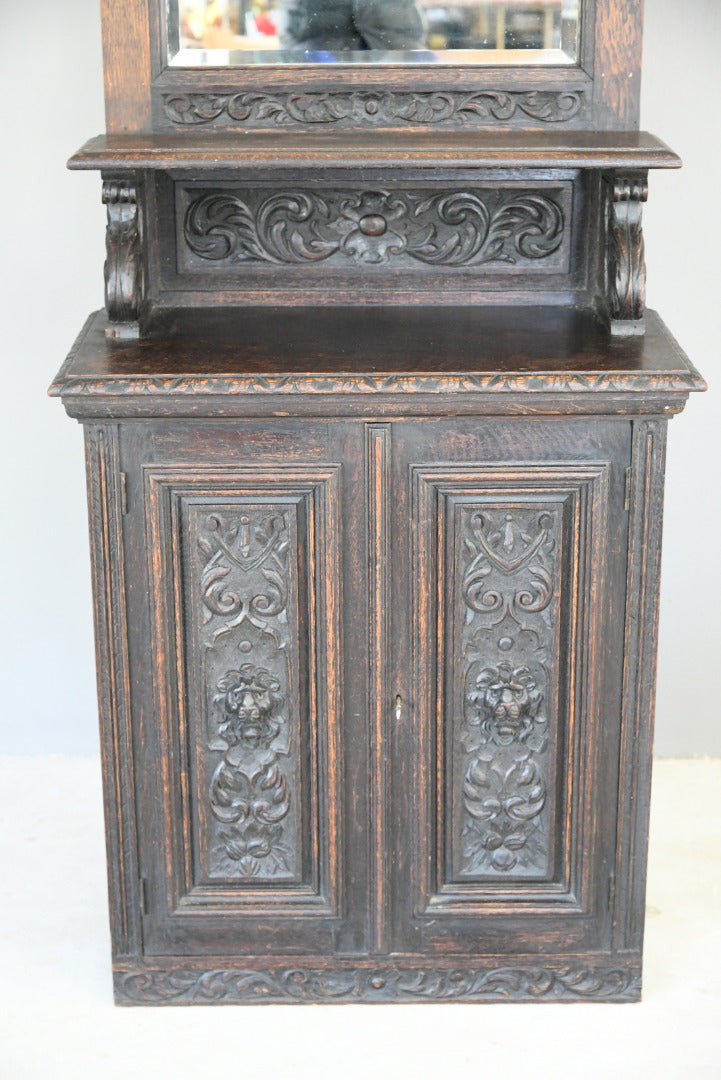 Antique Carved Oak Mirror Back Dresser