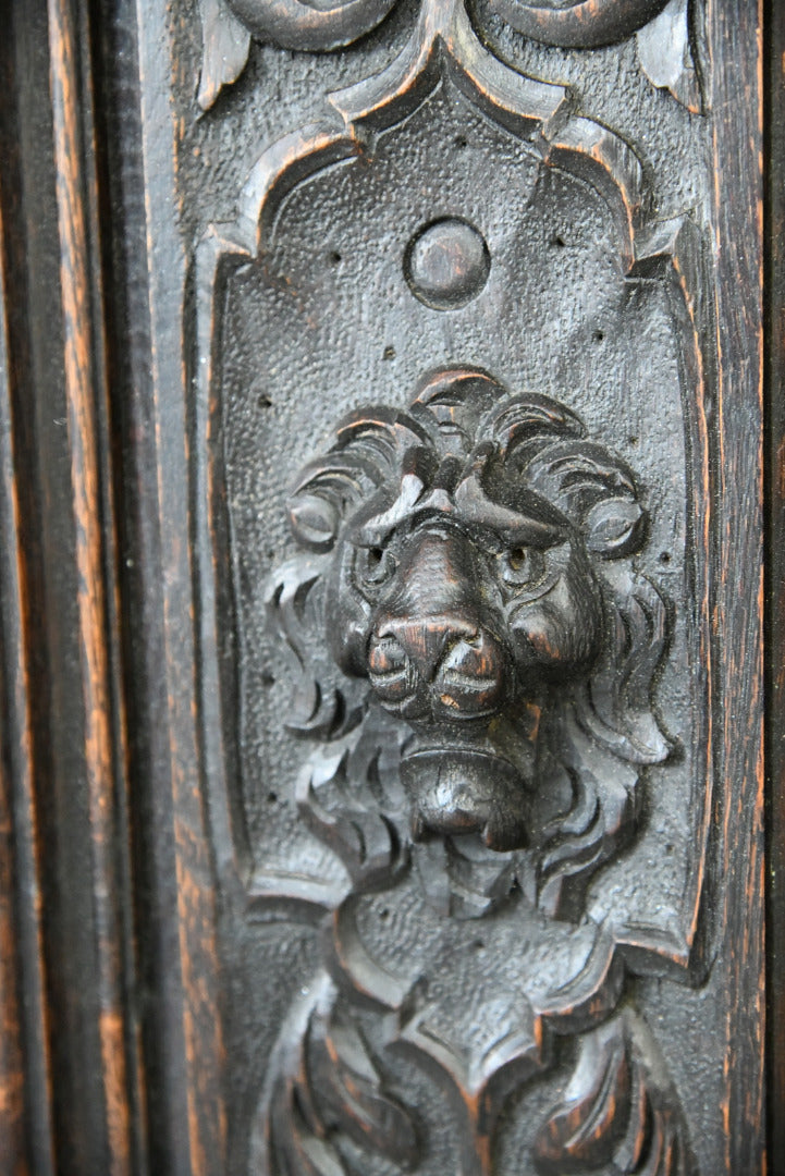 Antique Carved Oak Mirror Back Dresser