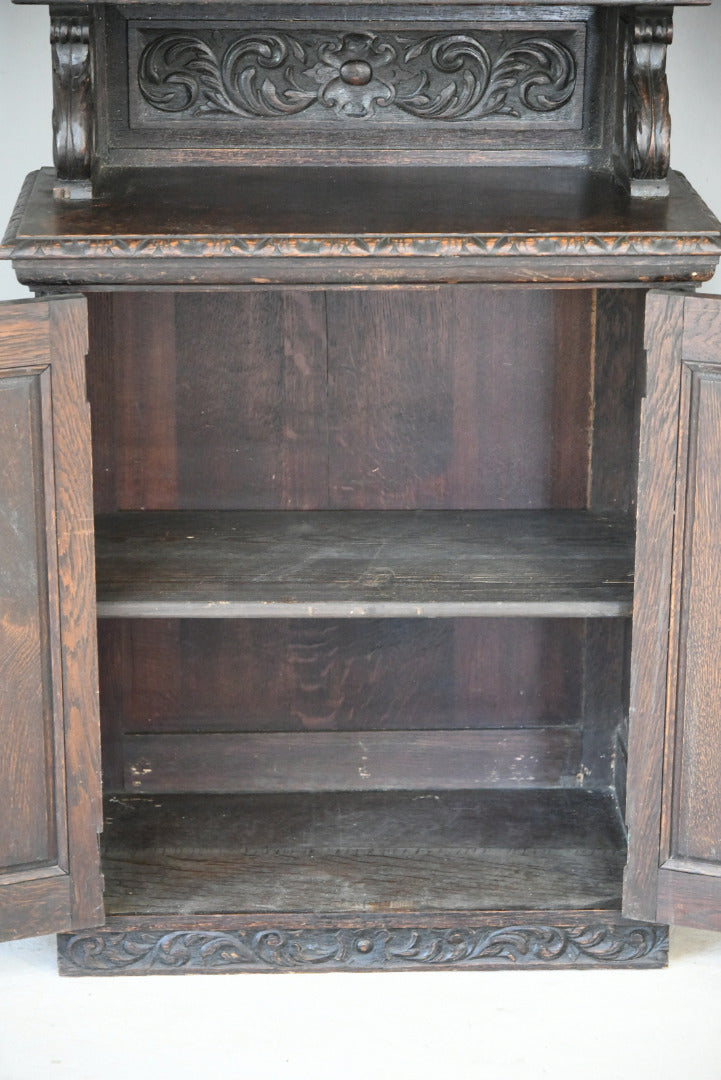 Antique Carved Oak Mirror Back Dresser