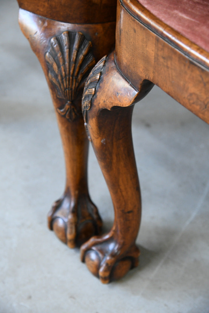 4 Antique Queen Anne Style Walnut & Oyster Veneer Dining Chairs