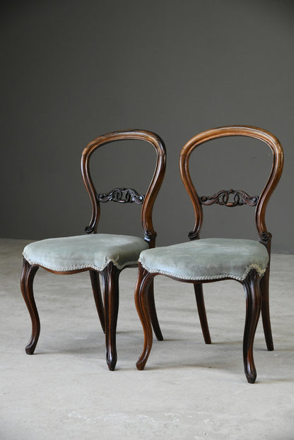 Pair Victorian Rosewood Dining Chairs