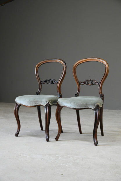 Pair Victorian Rosewood Dining Chairs