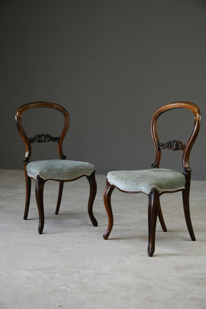 Pair Victorian Rosewood Dining Chairs