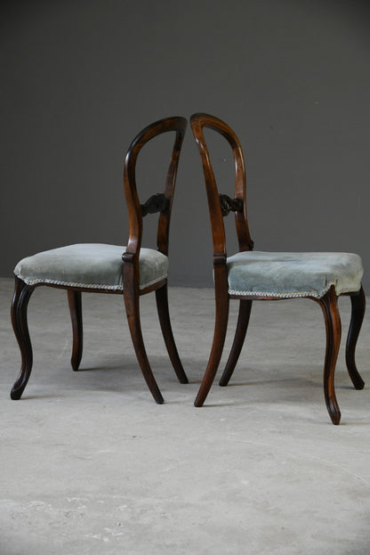 Pair Victorian Rosewood Dining Chairs