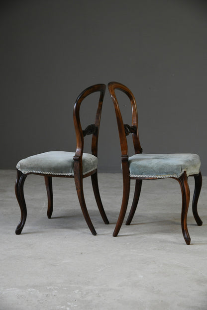 Pair Victorian Rosewood Dining Chairs