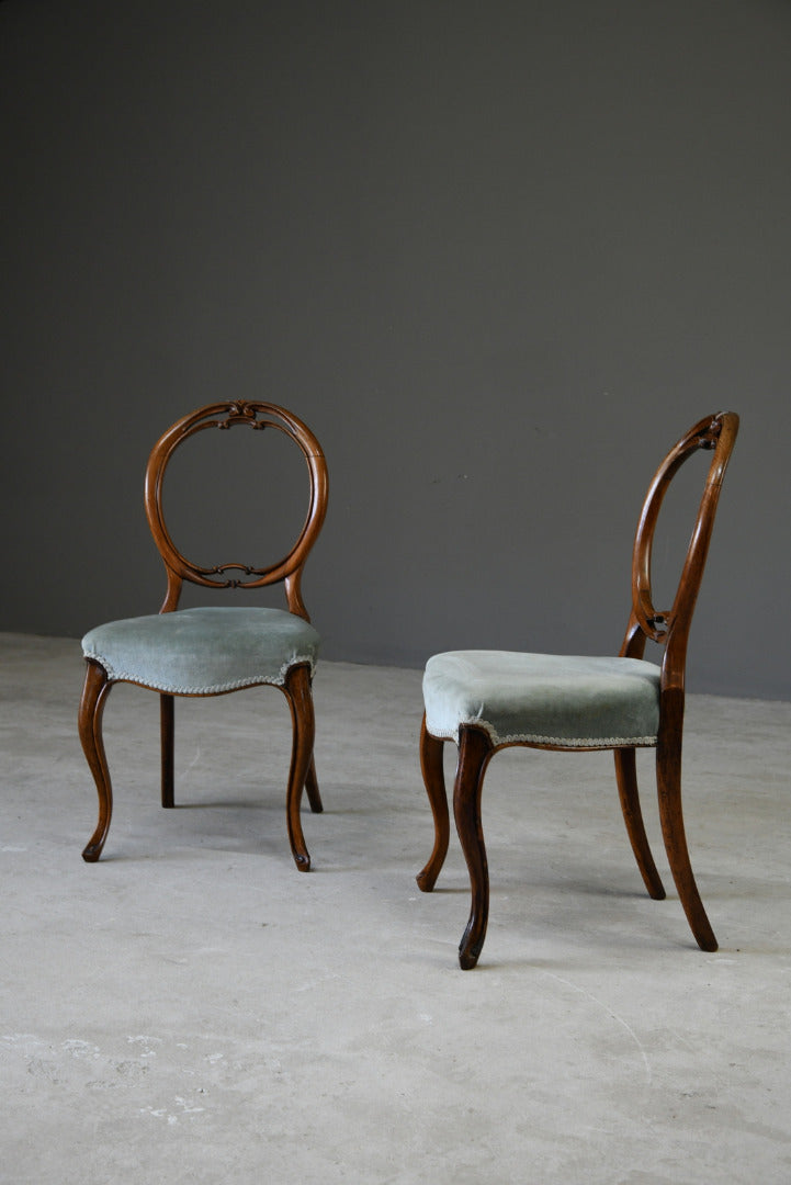 Pair Victorian Walnut Dining Chairs