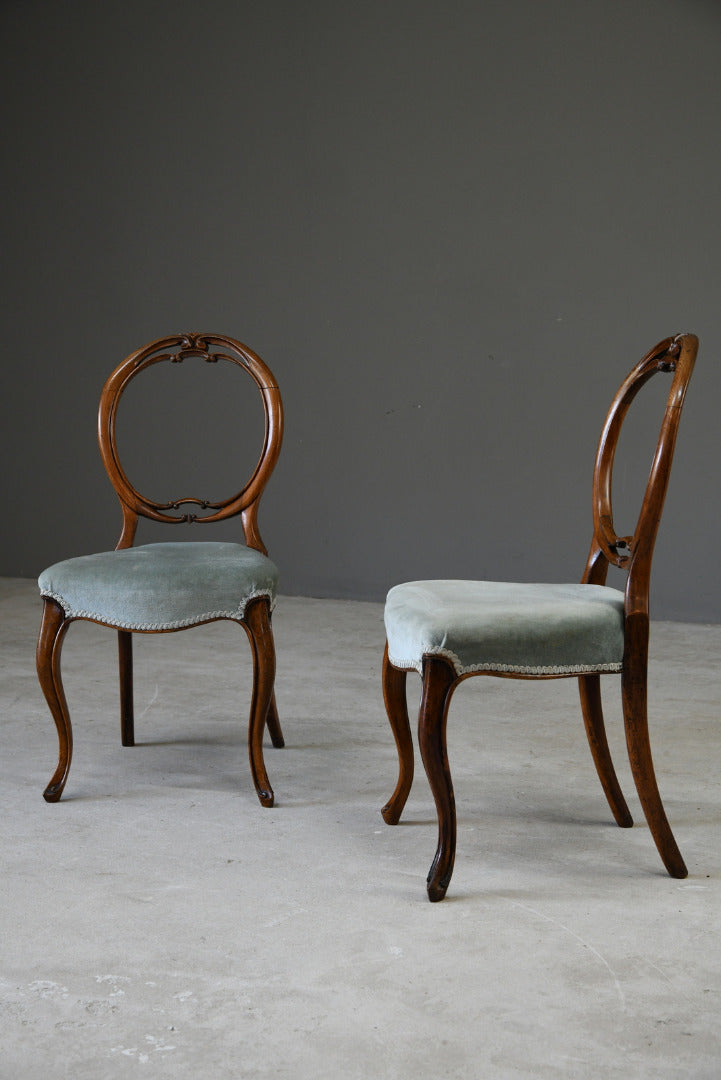 Pair Victorian Walnut Dining Chairs