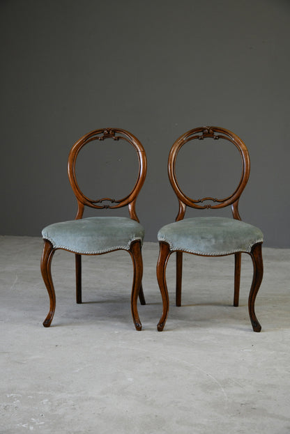 Pair Victorian Walnut Dining Chairs