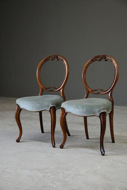 Pair Victorian Walnut Dining Chairs