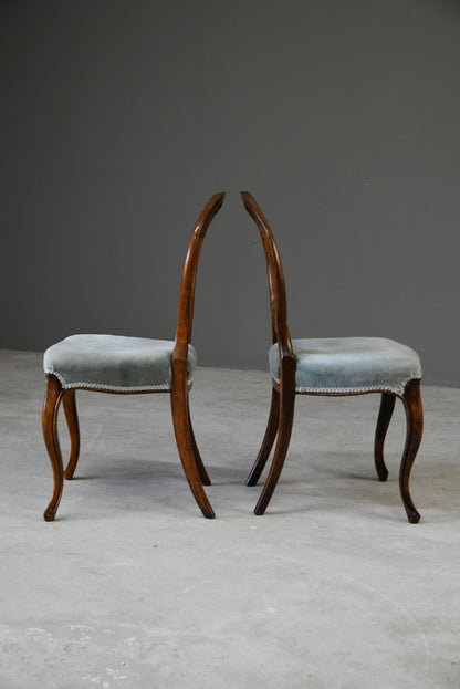 Pair Victorian Walnut Dining Chairs