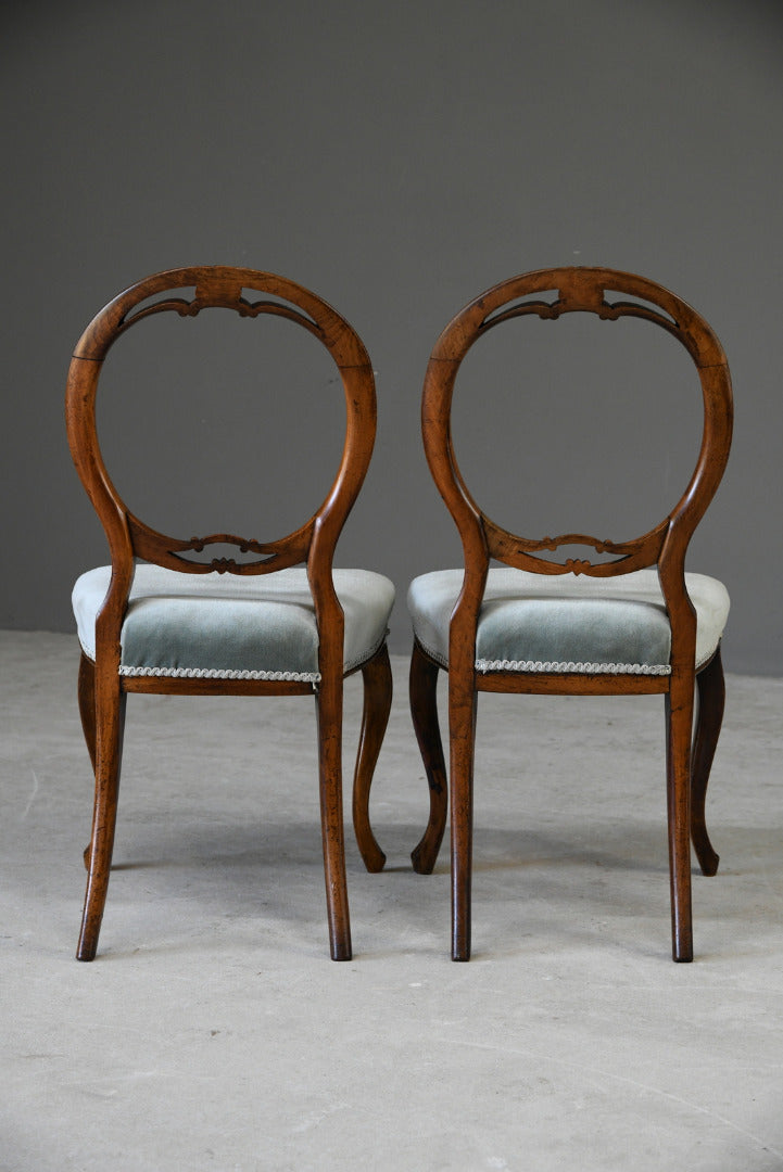 Pair Victorian Walnut Dining Chairs