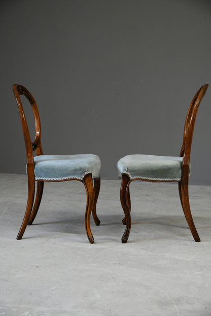 Pair Victorian Walnut Dining Chairs