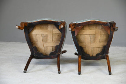 Pair Victorian Walnut Dining Chairs