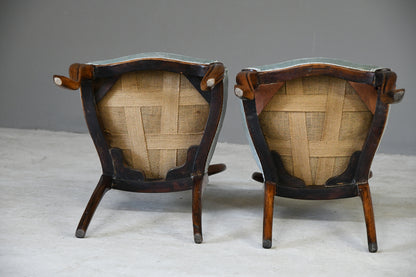 Pair Victorian Walnut Dining Chairs