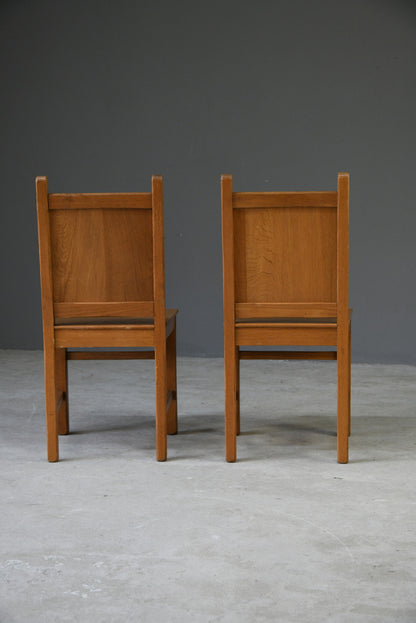 Pair Oak Chapel Chairs