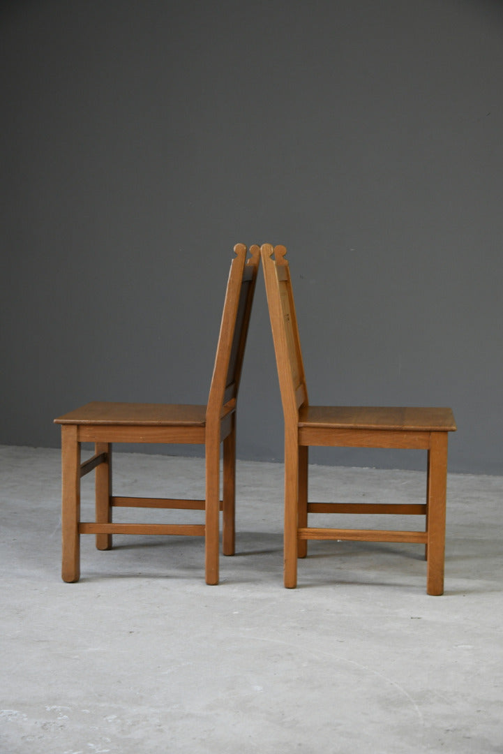 Pair Oak Chapel Chairs