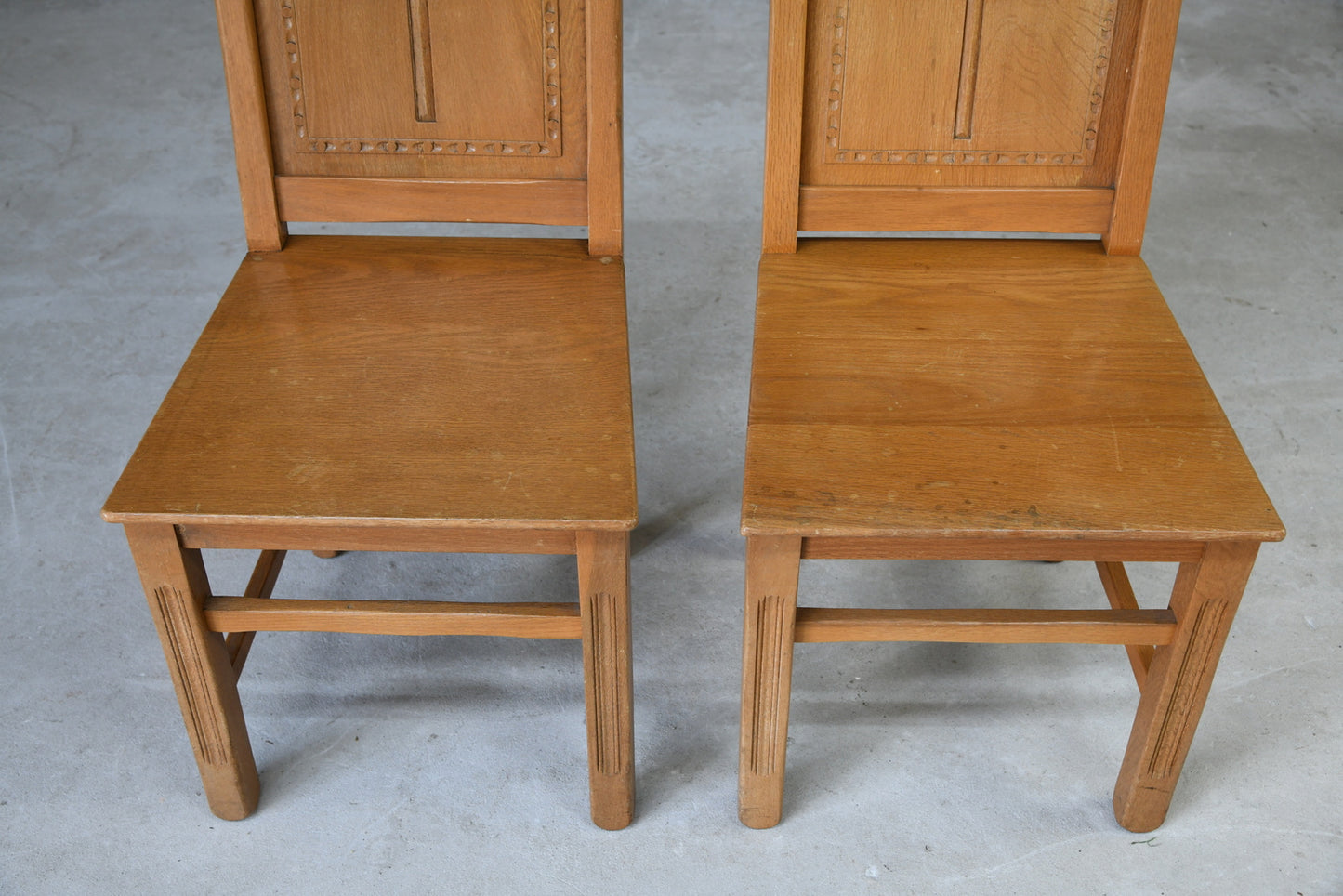 Pair Oak Chapel Chairs