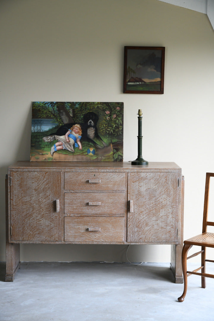 Heals Style Limed Oak Art Deco Sideboard