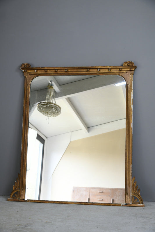 19th Century Antique Large Gilt Overmantle Mirror