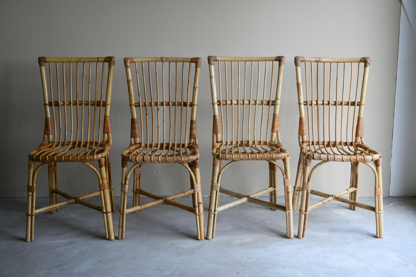 Set 4 Bamboo Dining Chairs