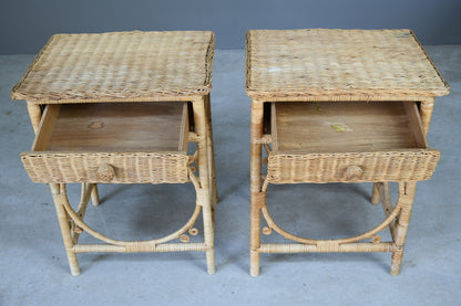 Pair Vintage Wicker Bedside Cabinets