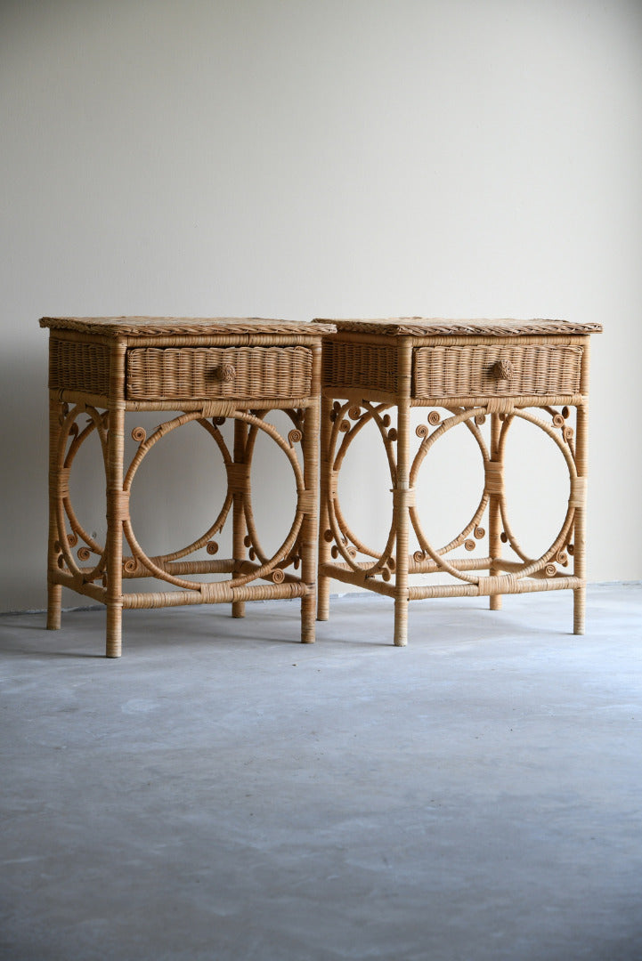 Pair Vintage Wicker Bedside Cabinets