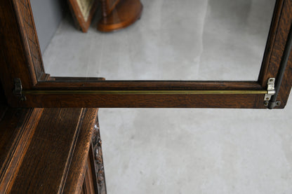 Large Carved French Oak Glazed Bookcase