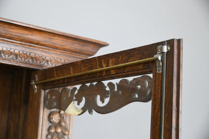 Large Carved French Oak Glazed Bookcase