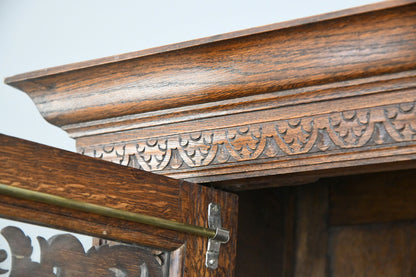 Large Carved French Oak Glazed Bookcase