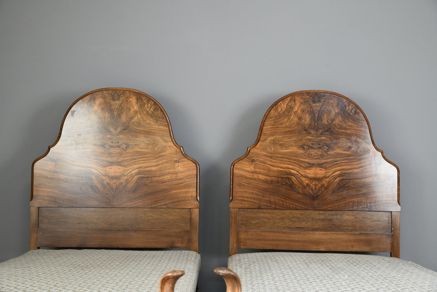 Pair Antique 1930s Heals Walnut 3ft Single Beds