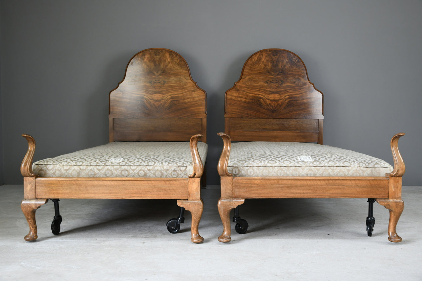 Pair Antique 1930s Heals Walnut 3ft Single Beds