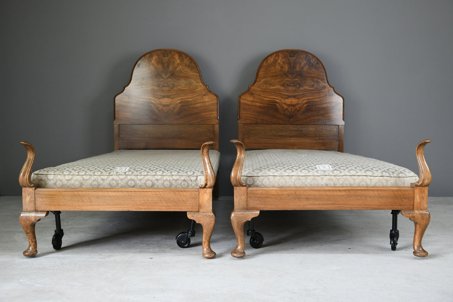 Pair Antique 1930s Heals Walnut 3ft Single Beds