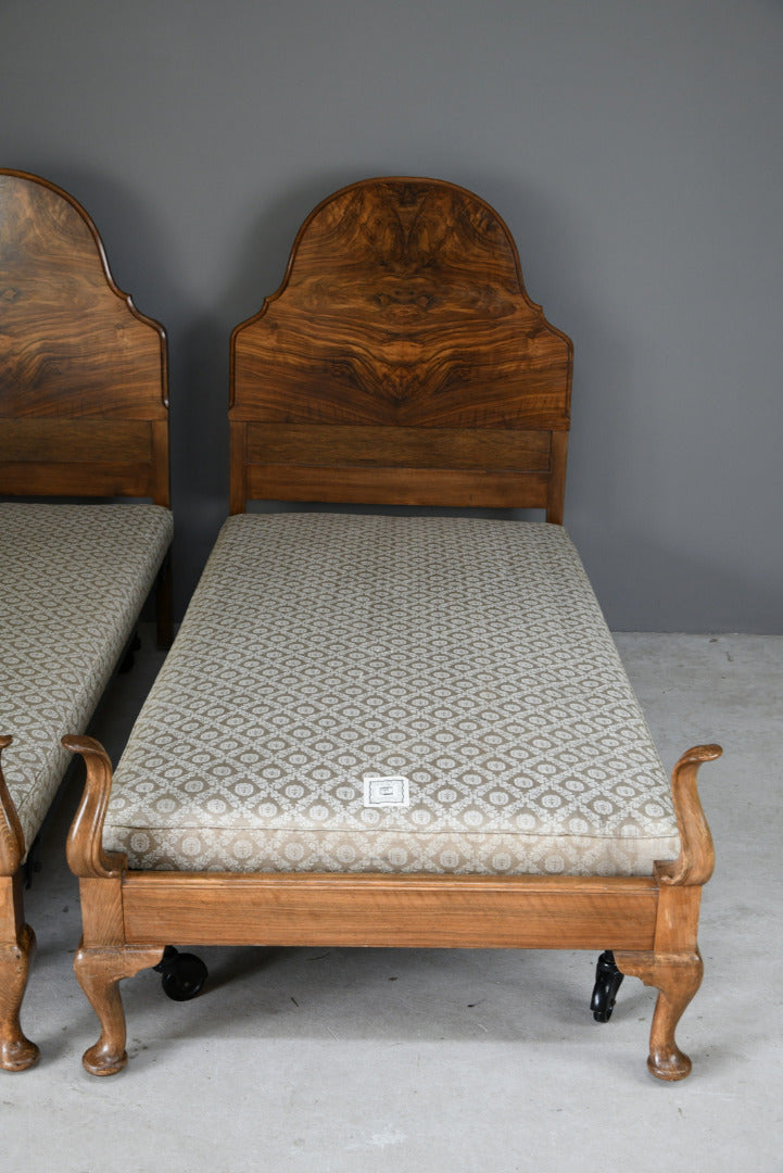 Pair Antique 1930s Heals Walnut 3ft Single Beds