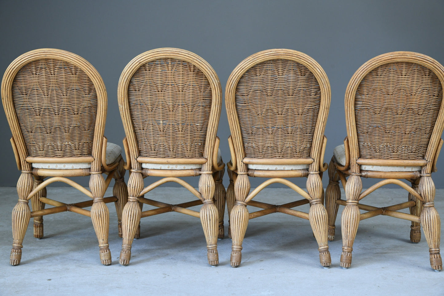 4 Bamboo Cane Dining Chairs