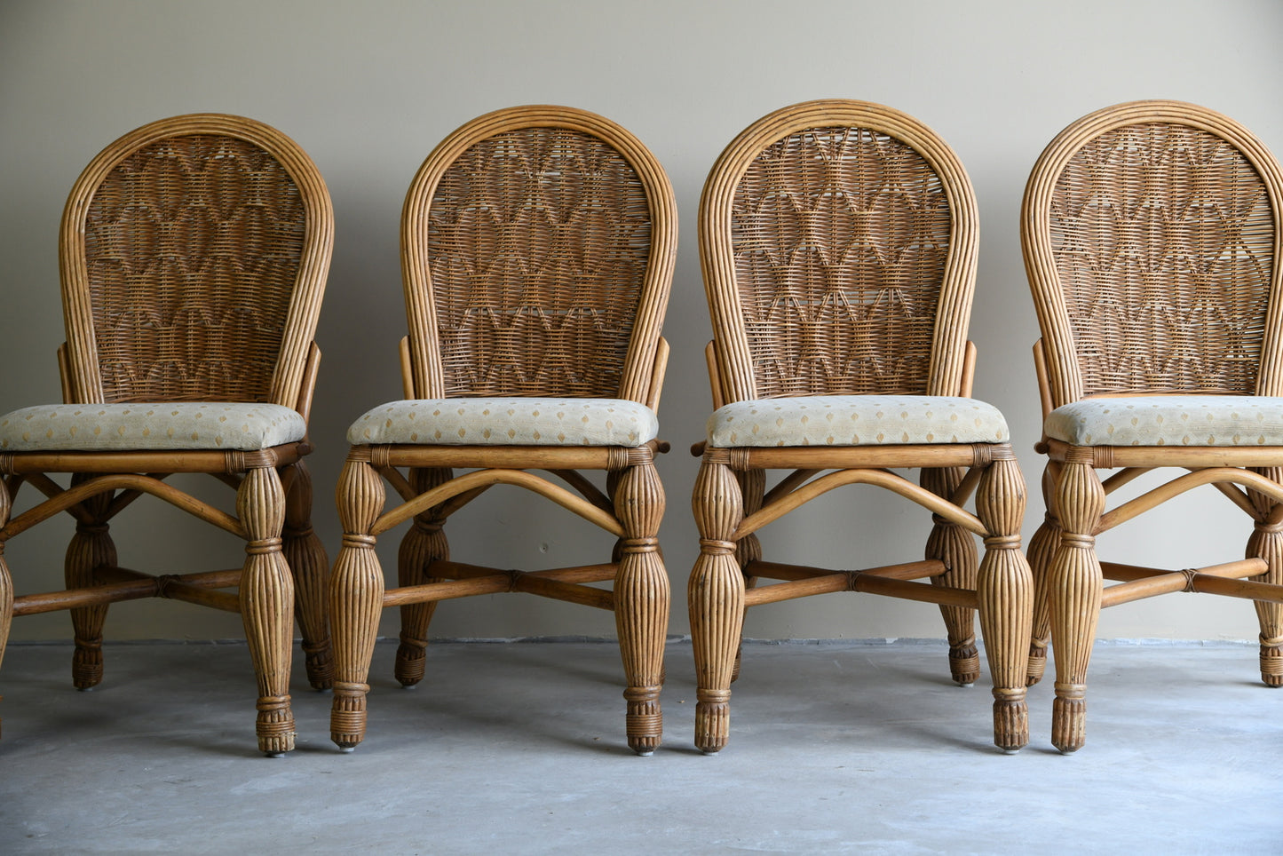 4 Bamboo Cane Dining Chairs