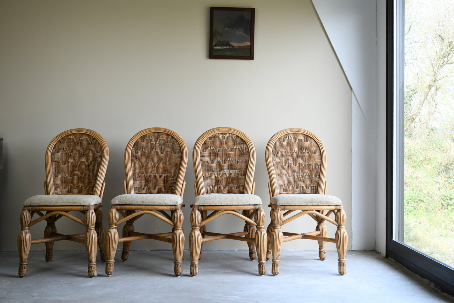 4 Bamboo Cane Dining Chairs