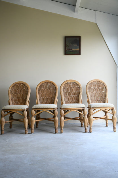 4 Bamboo Cane Dining Chairs