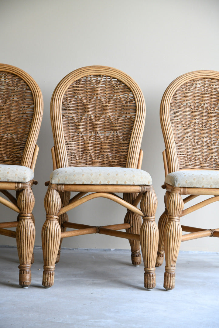 4 Bamboo Cane Dining Chairs