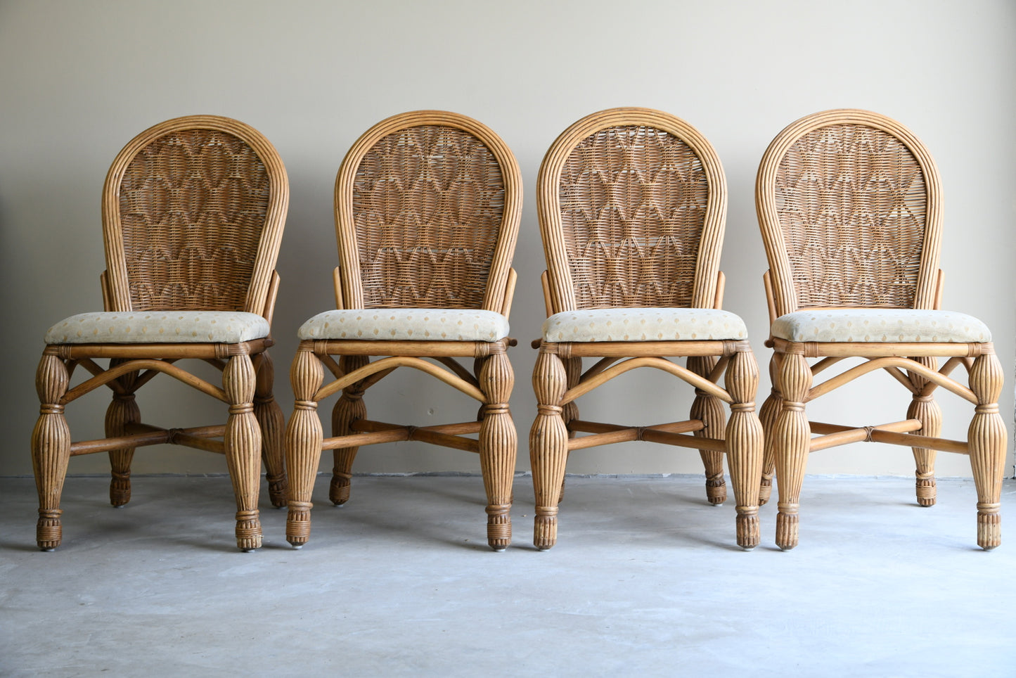 4 Bamboo Cane Dining Chairs