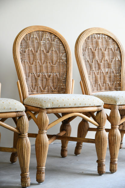 4 Bamboo Cane Dining Chairs