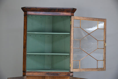 Antique Astragal Glazed Oak Corner Cabinet