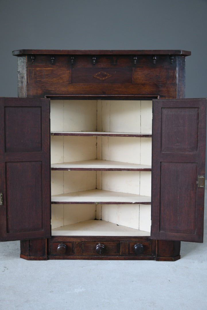 Antique Oak Corner Cupboard